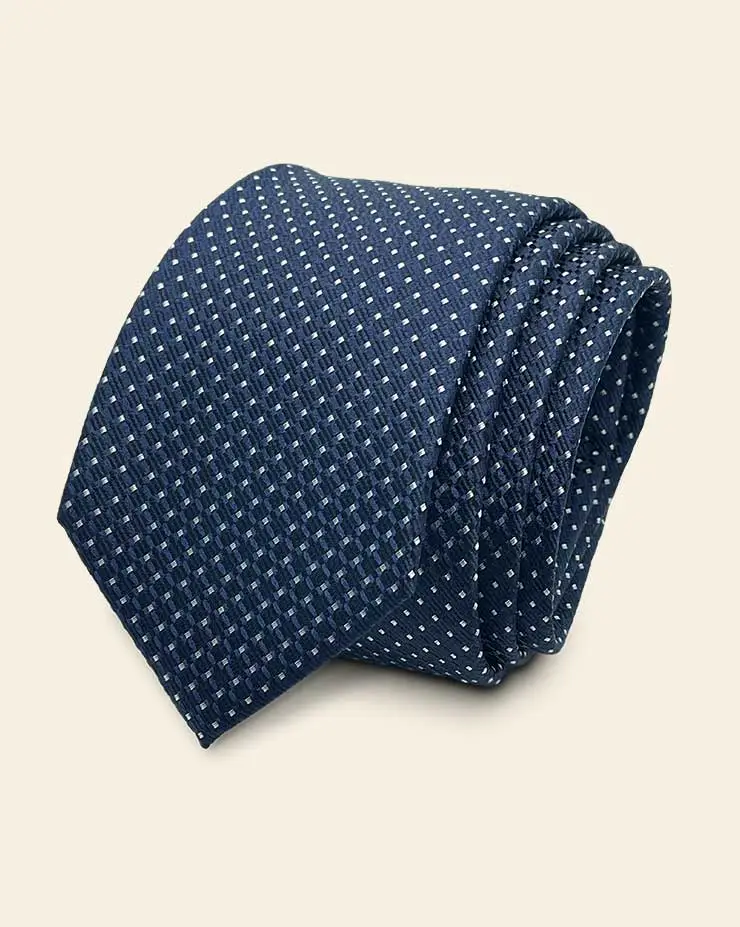 Blue dotted tie - Black Jacket Suiting in Brisbane